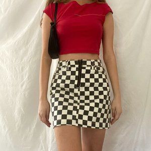 BDG checkered 90s mini pencil skirt